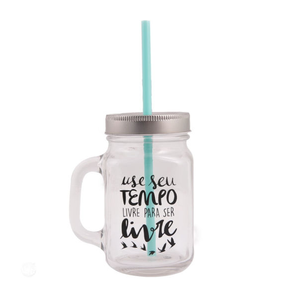 Caneca de vidro com tampa