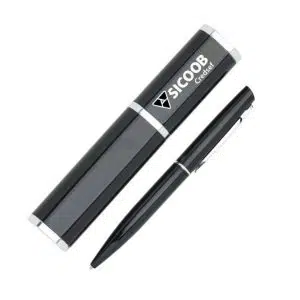 Caneta metal personalizada com estojo