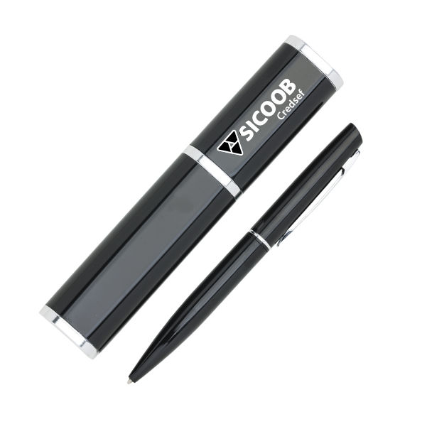 Caneta metal personalizada com estojo