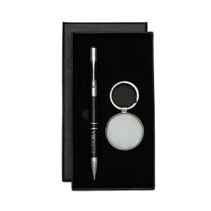 Conjunto de chaveiro e caneta personalizado