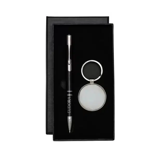 Conjunto de chaveiro e caneta personalizado