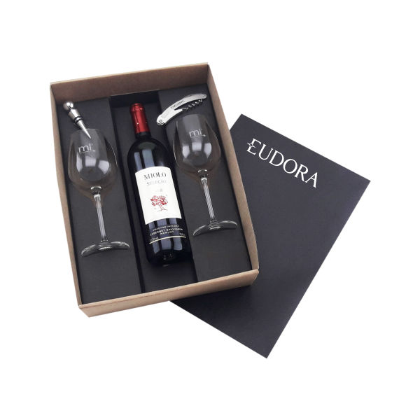 Kit vinho com taças Presente Empresas