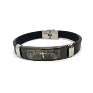 Pulseira de silicone com acabamento em metal